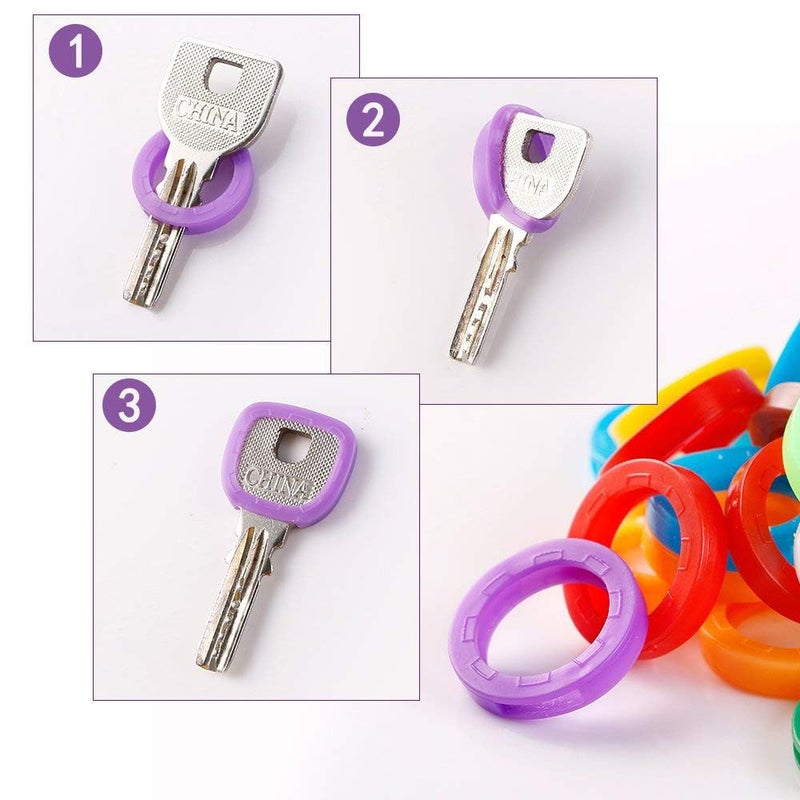 Oubaka 10 Pack Silicone Key Cap Tags,Plastic Key Identifier Rings,Key ID Rings,1 Pcs Each Color,10 Colors in Total - Image 4
